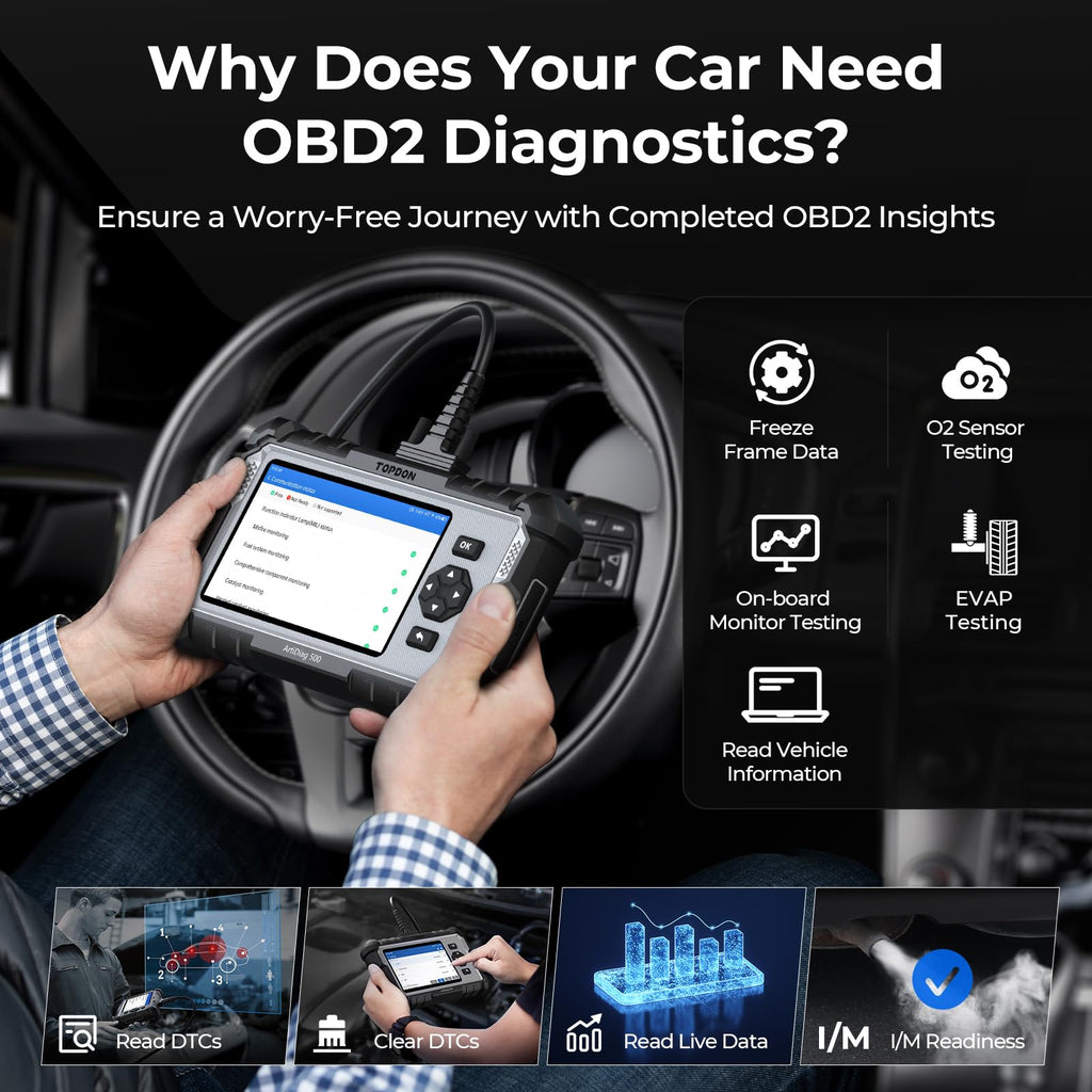 OBD2 Diagnosegerät ArtiDiag500 AD500 mit 4-System-Diagnose für Motor, ABS, SRS und Getriebe sowie 6 Servicefunktionen