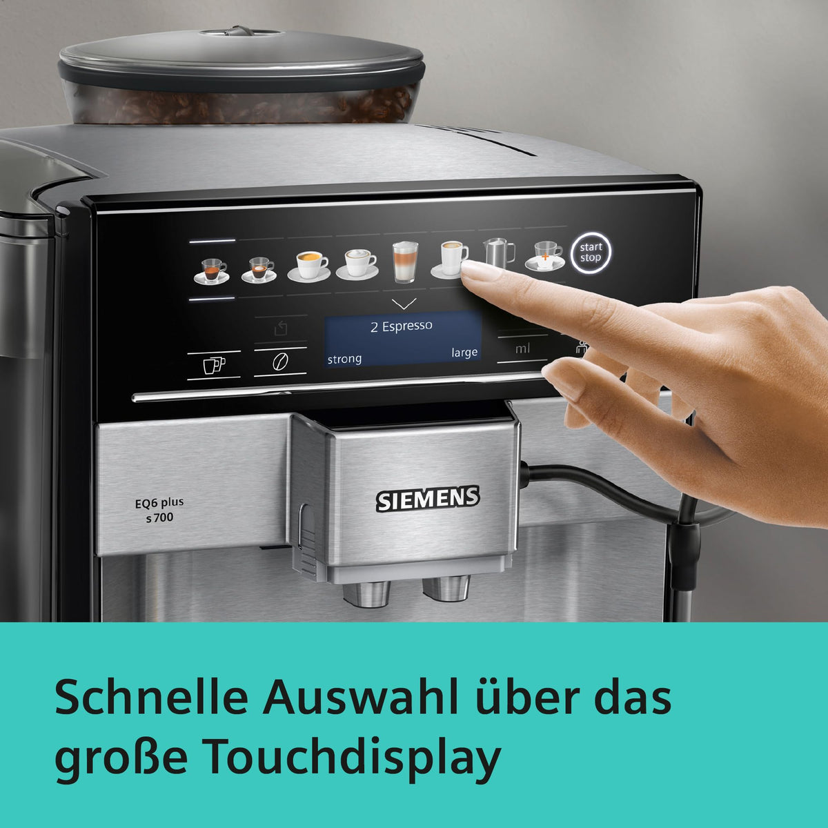 Kaffeevollautomat EQ6 plus s700 mit Milchsystem und Keramikmahlwerk, 12 Getränke, automatische Milchsystem-Reinigung, Edelstahl