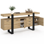 Buffet Phoenix XXL 180 cm avec 4 portes 3 tiroirs et étagères réglables en bois et noir style industriel