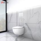Wand-WC Komplettset Dalia mit Duofix Basic Vorwandelement, spülrandlosem Tiefspül-WC, Soft-Close-Sitz und Delta 25 Bedienplatte in Weiß