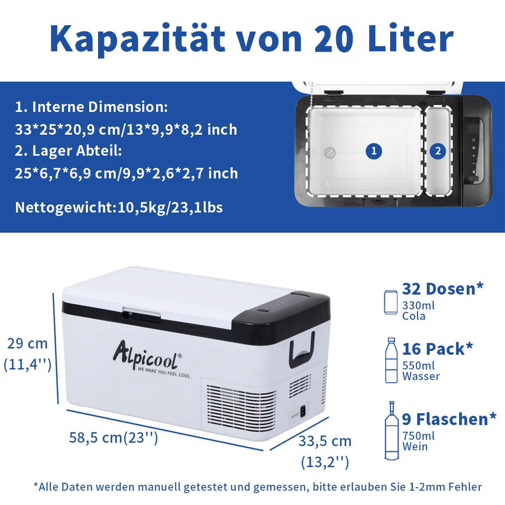 Glacière électrique voiture K18 18L à compression 12V portable avec réfrigérateur et congélateur intégré