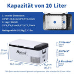 Glacière électrique voiture K18 18L à compression 12V portable avec réfrigérateur et congélateur intégré