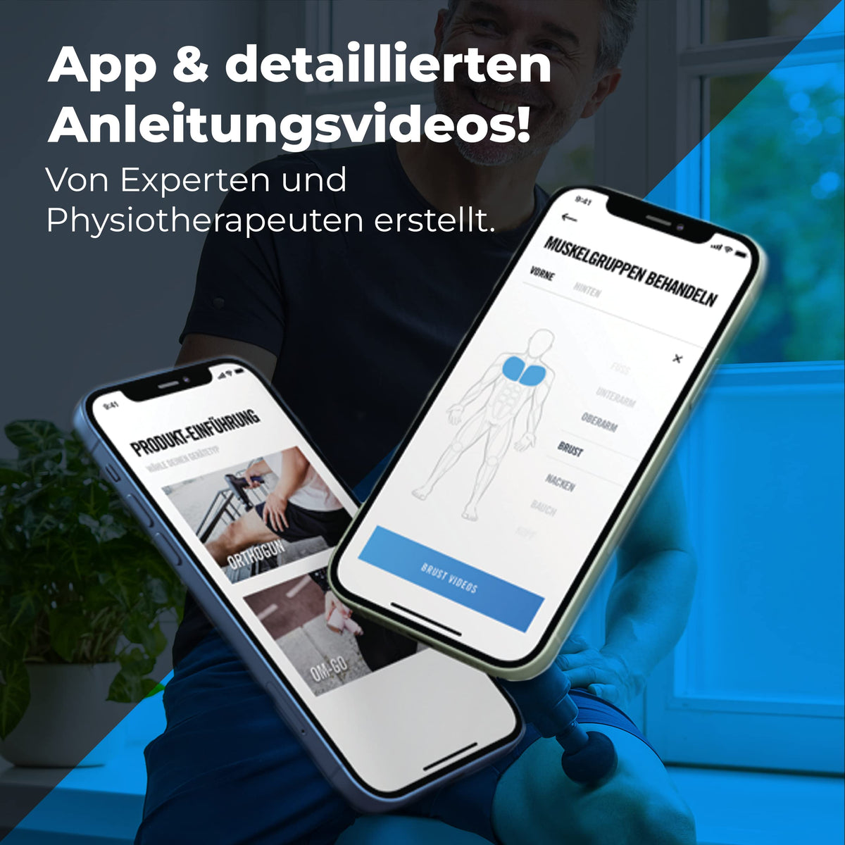 Massagepistole mit App und 7 Aufsätzen inkl. Koffer, 160-W-Motor, 5 Intensitäten, bis zu 360 Min. Laufzeit