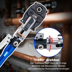 Hydraulische Presszange V- und TH-Kontur 8 t 180° drehbarer Kopf für Kupfer Edelstahl und Verbundrohre mit 8 Pressbacken