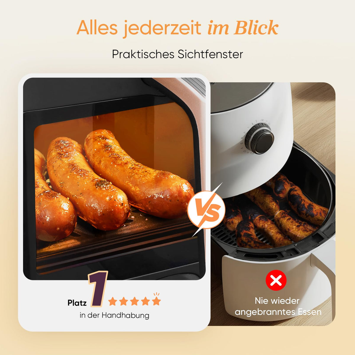 Heißluftfritteuse mit 2 Kammern und 8,5 L, Sichtfenster, 50 Rezepte in der Vesync-App, 1750 W