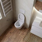 Wand-WC Komplettset Dalia mit Duofix Basic Vorwandelement, spülrandlosem Tiefspül-WC, Soft-Close-Sitz und Delta 25 Bedienplatte in Weiß
