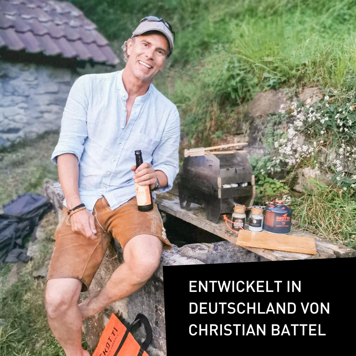 Faltbarer Camping Gasgrill aus Edelstahl, 3,3 kg, für EN 417 Schraubkartuschen