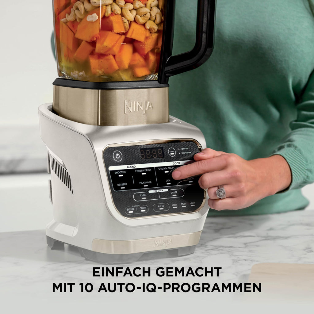 Heiß-Kalt-Mixer und Suppenbereiter 1,7 l 1000 W mit 10 Auto-iQ-Programmen Glaskrug Stampfer und Reinigungsbürste
