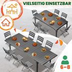 Ausziehbarer Gartentisch 180 bis 240 x 90 cm für 6 bis 8 Personen mit Stahlgestell und HDPE-Tischplatte