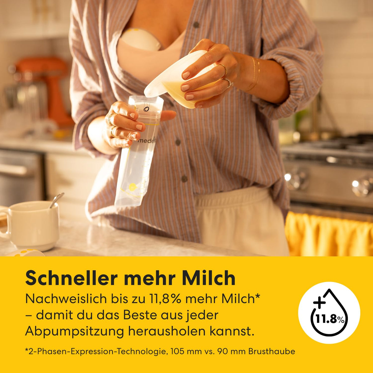 Tragbare elektrische Milchpumpe Motion InBra mit Aufbewahrungstasche, 2-Phase Expression Technologie und 9 Abpumpstufen, 24 mm Brusthaube sowie