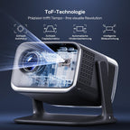 Tragbarer Smart Beamer mit Google TV, 1080p, 4K unterstützt, 500 ANSI Lumen und 20-W-Dolby-Audio