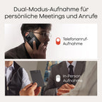 KI-Diktiergerät Plaud Note mit 64 GB, 30 Std. Aufnahme und magnetischer Hülle in Schwarz