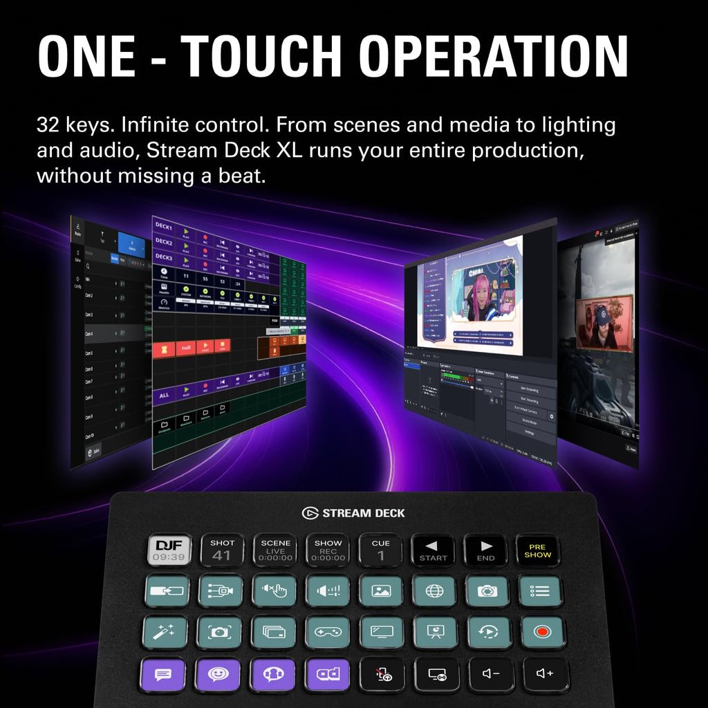 Studio-Controller Stream Deck XL mit 32 anpassbaren Display-Tasten USB-C für Gaming und Office
