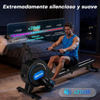 Rameur magnétique d'appartement 16 niveaux résistance double rail écran LED Bluetooth capacité 160 kg