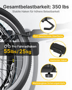 Freistehender Fahrradständer für 5 Fahrräder, Schwerlast bis 160 kg, höhenverstellbar mit Rollen
