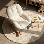 Fauteuil à bascule scandinave en velours côtelé rembourré avec dossier haut accoudoirs ergonomiques pour salon chambre beige