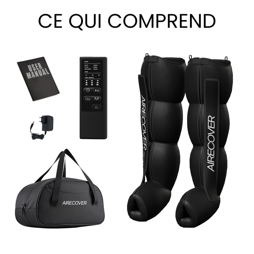 Appareil de pressothérapie jambes et pieds avec 6 modes et 4 chambres compression portable avec sac