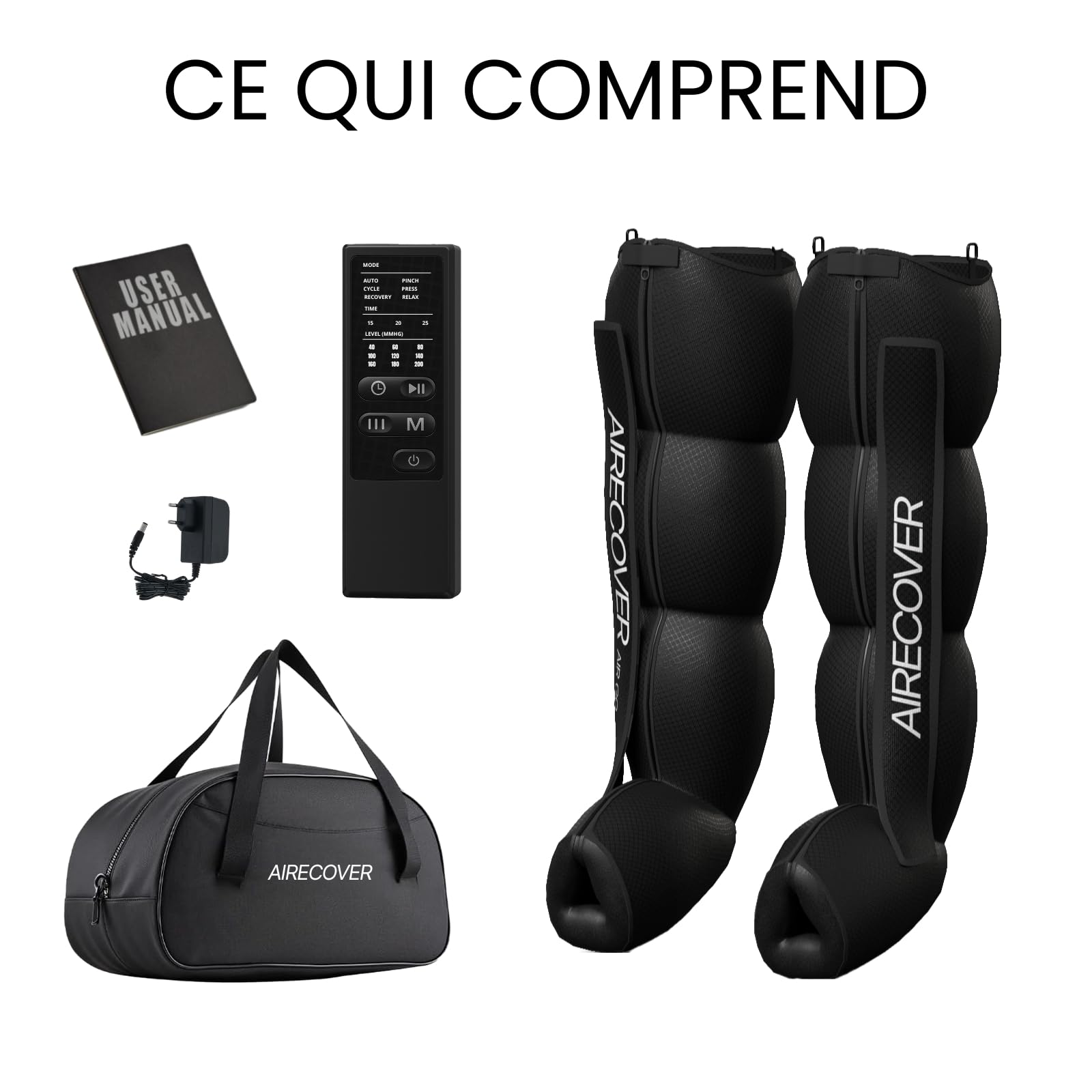 Appareil de pressothérapie jambes et pieds avec 6 modes et 4 chambres compression portable avec sac