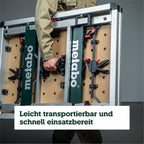 Multifunktionstisch MWB 100, klappbare Werkbank und Montagetisch mit 2 Einhandzwingen, 4 Bankhaken und 2 Eckverbindern