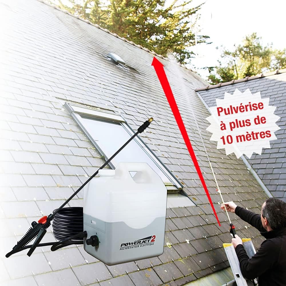 Pulvérisateur électrique PowerJet 2 12 V pompe 5,5 bar lance carbone 1,5 m 7 buses portée 10 m