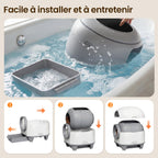 Litière chat autonettoyante automatique Pura Max 90L avec contrôle APP WiFi bac à litière pour plusieurs chats entrée basse