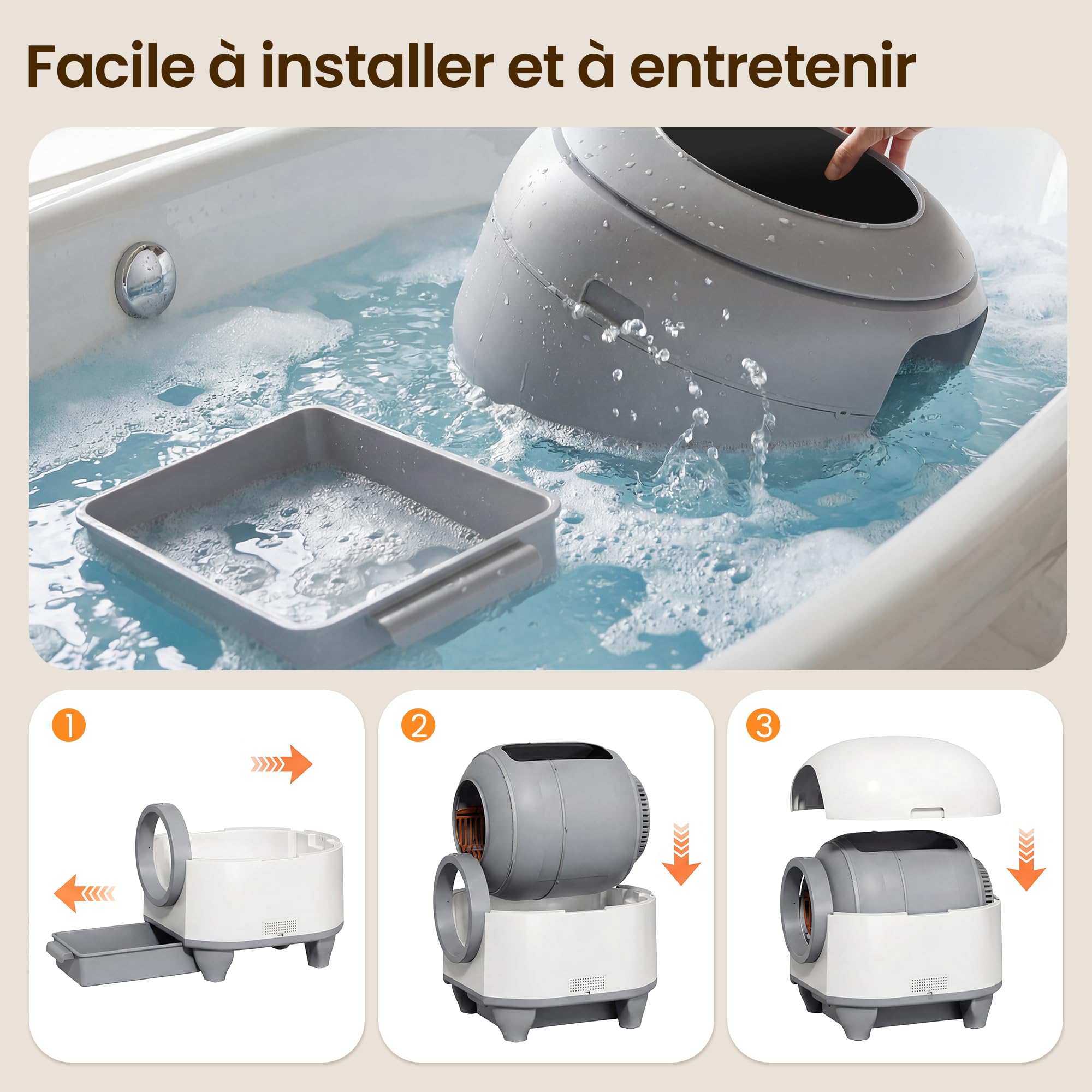 Litière chat autonettoyante automatique Pura Max 90L avec contrôle APP WiFi bac à litière pour plusieurs chats entrée basse