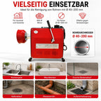 Rohrreinigungsmaschine 850W mit 400 U/min Ausgangsdrehzahl für Rohre Ø40–200 mm, inkl. 20 m Spirale, Biegespirale und 6 Reinigungsköpfen