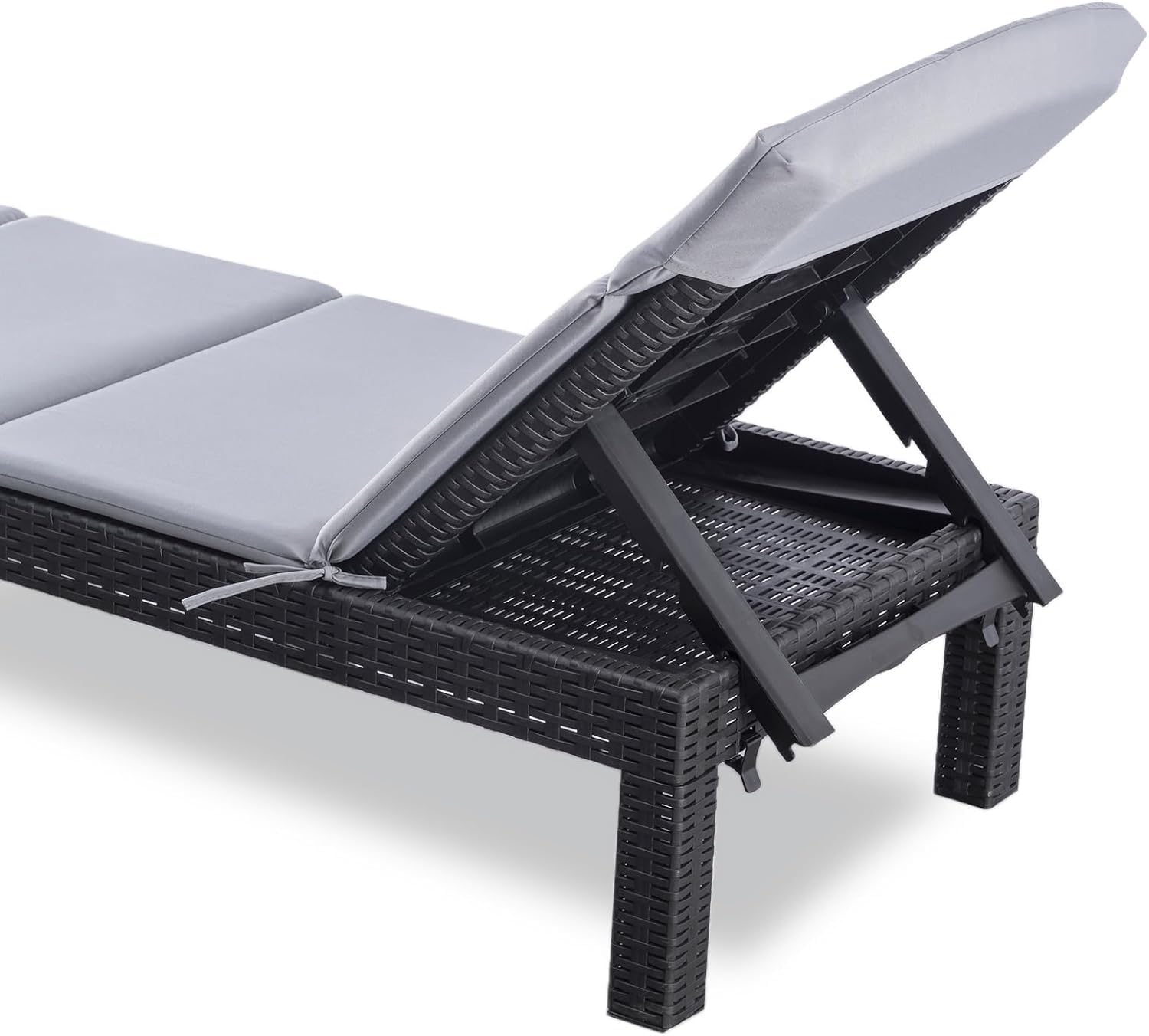 Bain de soleil jardin pliable dossier réglable en résine imitation rotin avec coussin lot de 2 dimensions 186 x 60 x 29 cm