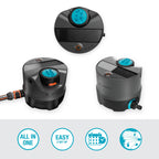 Bewässerungssystem AquaPrecise für Rasenflächen bis 320 m² solarbetrieben mit Bluetooth Konturregnerkopf FlowBalance Ventil Montageplatte