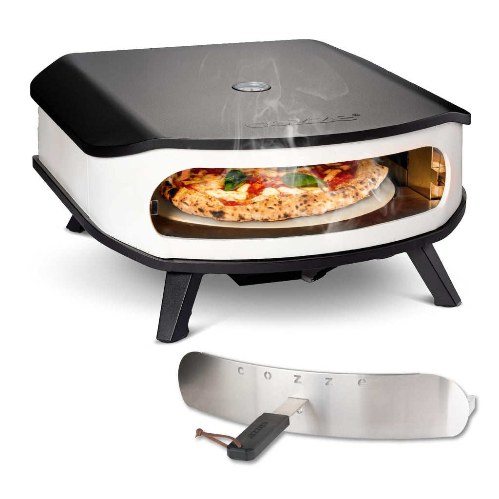 17"""" Gas-Pizzaofen mit rotierendem Pizzastein, LED und Tür, 50 mbar, inkl. Regler und 1,1 m Gasschlauch, Ø42,5 cm Stein