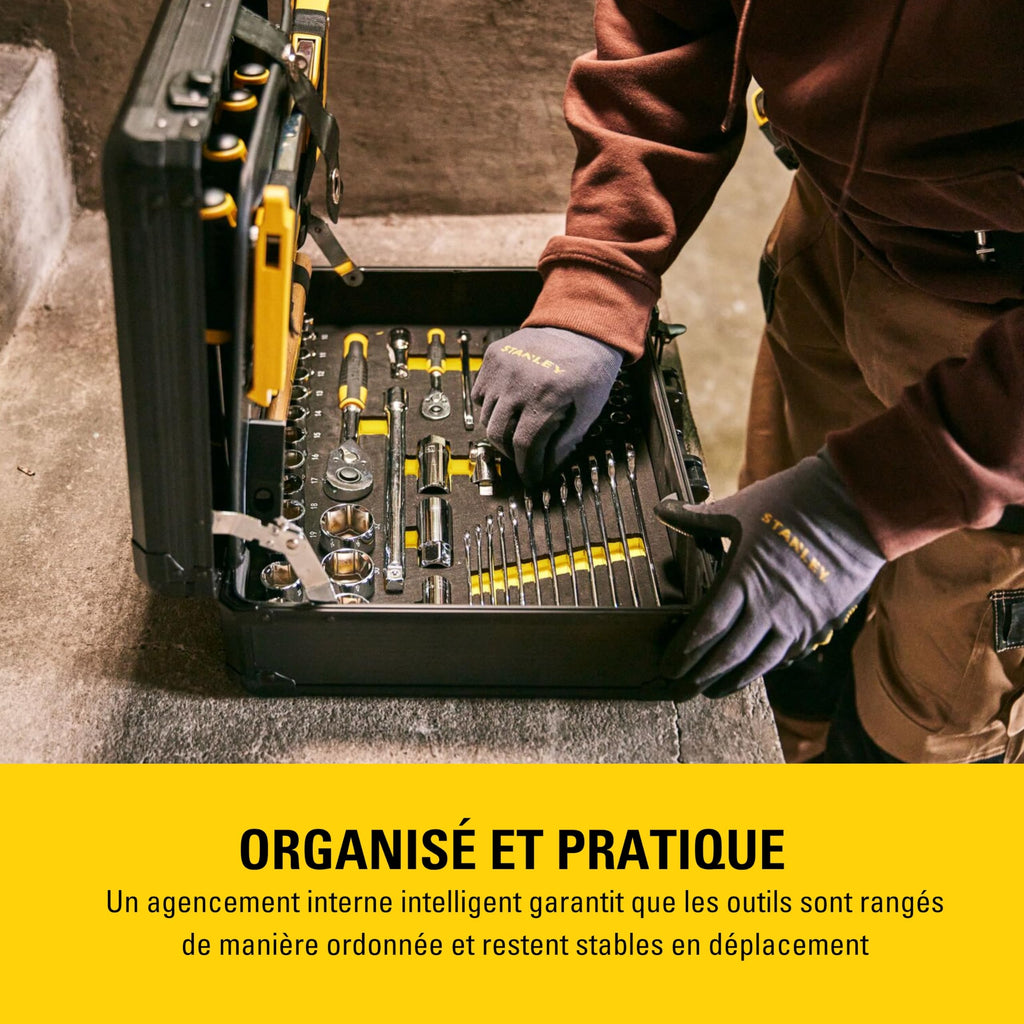 Valise à outils 142 pièces STMT98109-1 avec outils de serrage vissage pinces tournevis clés marteau et accessoires