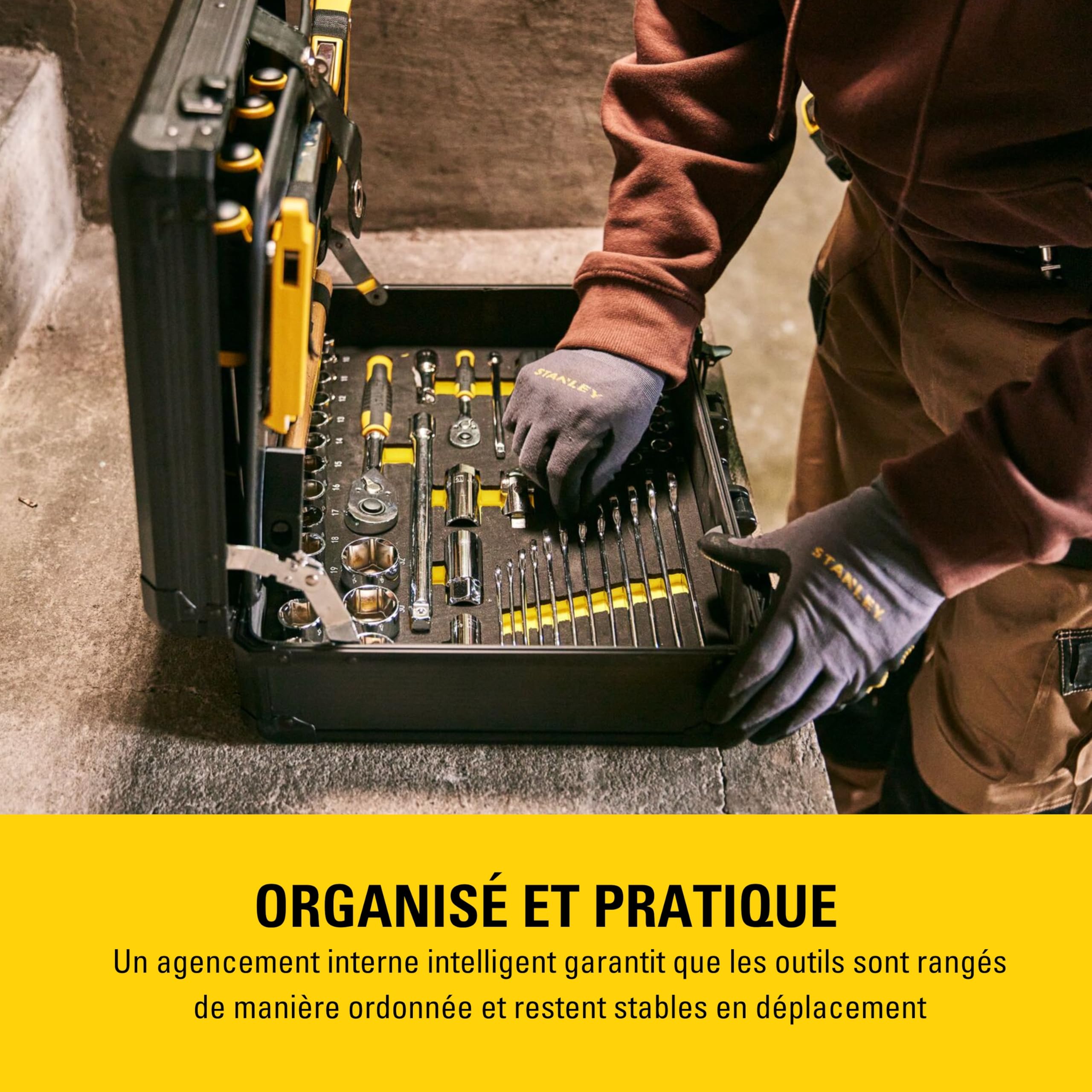 Valise à outils 142 pièces STMT98109-1 avec outils de serrage vissage pinces tournevis clés marteau et accessoires