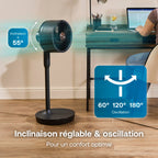 Ventilateur sans fil 2 en 1 sur pied et de table DUOCOOL Smart avec batterie rechargeable 45 h 5 vitesses mode Turbo télécommande et application