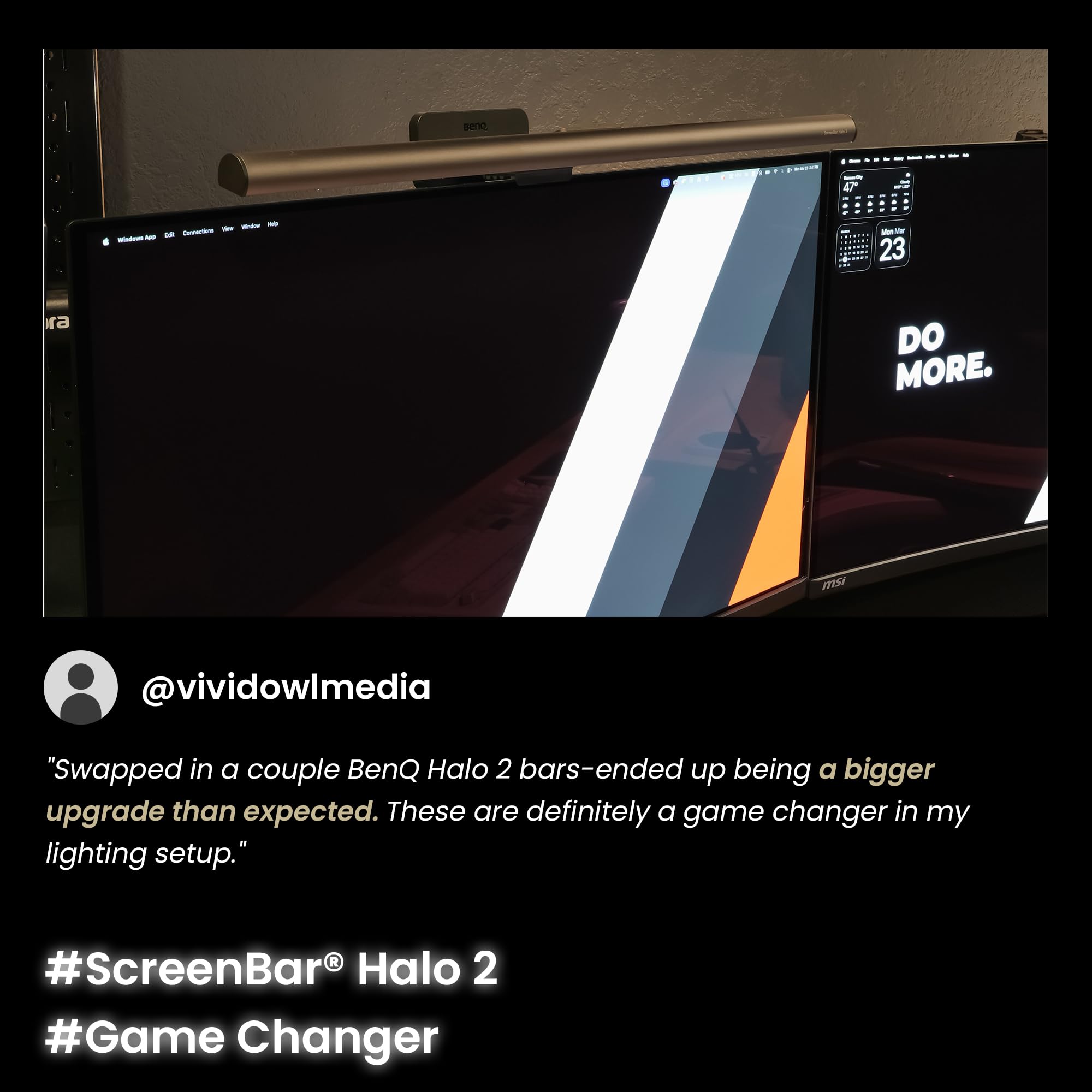 Lampe LED pour écran PC ScreenBar Halo 2 télécommande sans fil luminosité et température de couleur réglables USB