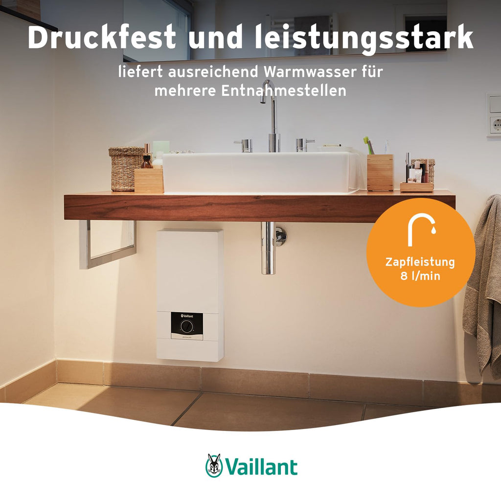 Elektronischer Durchlauferhitzer VED E 21/8, druckfest, 21 kW, 400 V, gradgenaue Auslauftemperatur, stufenlos einstellbar mit Digitalanzeige