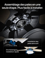 Ventilateur de plafond intelligent avec éclairage LED RGB 132 cm moteur CC silencieux contrôle APP et télécommande DR-HCF002S