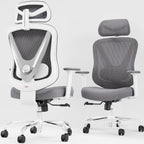 Chaise de bureau ergonomique V Chair Vchair-GR avec support lombaire 3D accoudoirs réglables 3D appui-tête réglable dossier en maille blanc