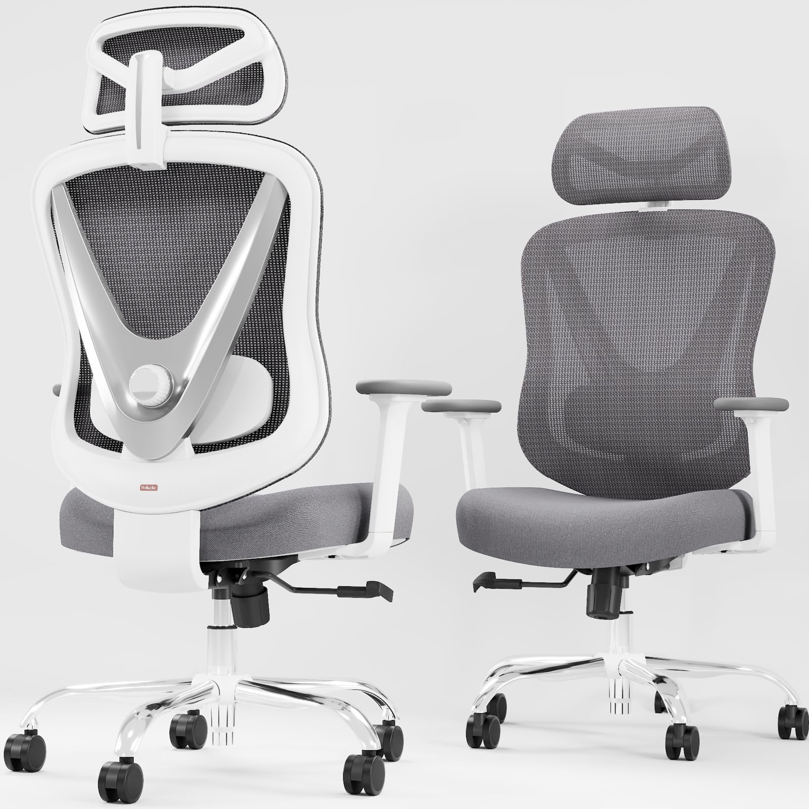 Chaise de bureau ergonomique V Chair Vchair-GR avec support lombaire 3D accoudoirs réglables 3D appui-tête réglable dossier en maille blanc