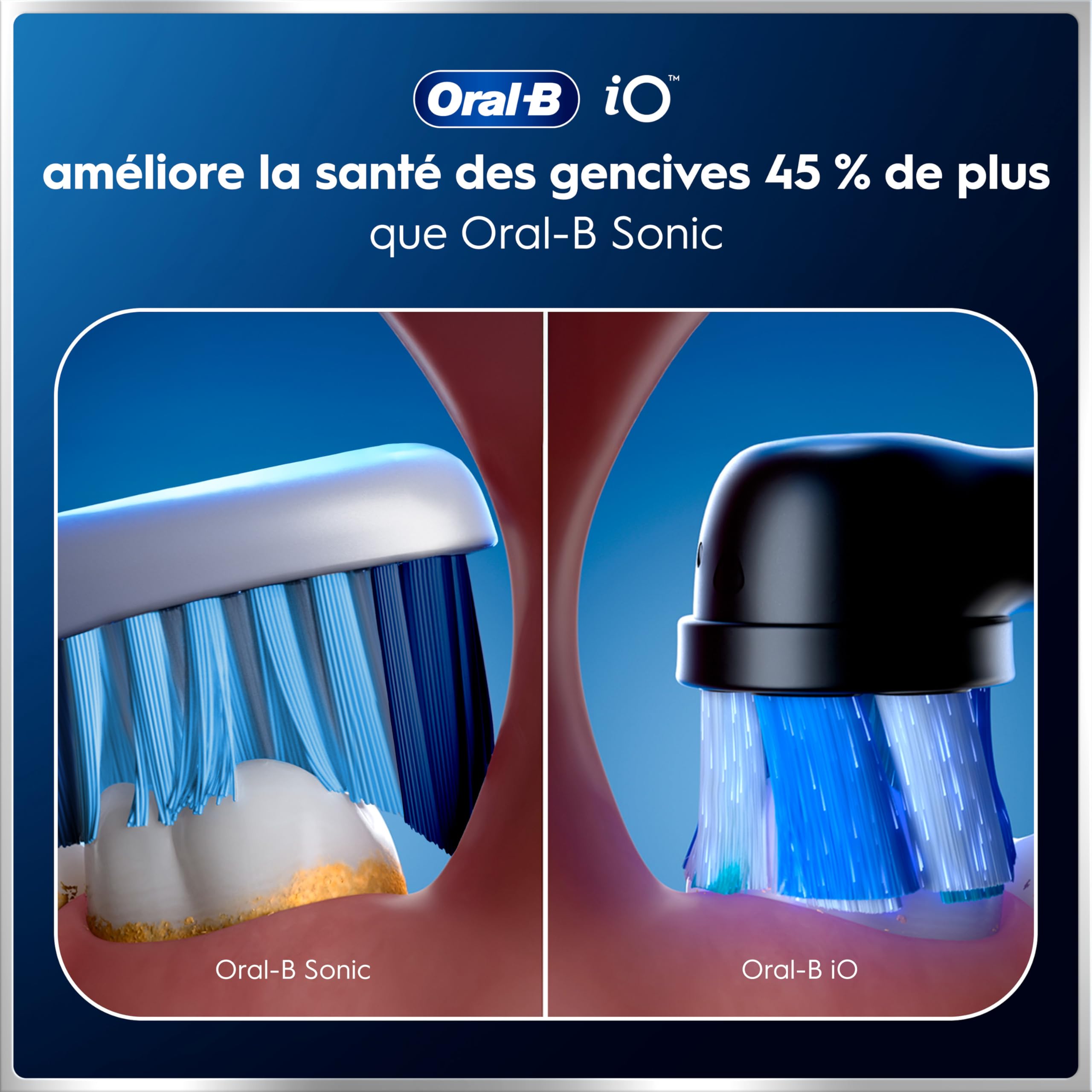 Brosse à dents électrique iO 6 avec 3 brossettes de rechange 5 modes de brossage capteur de pression écran interactif étui