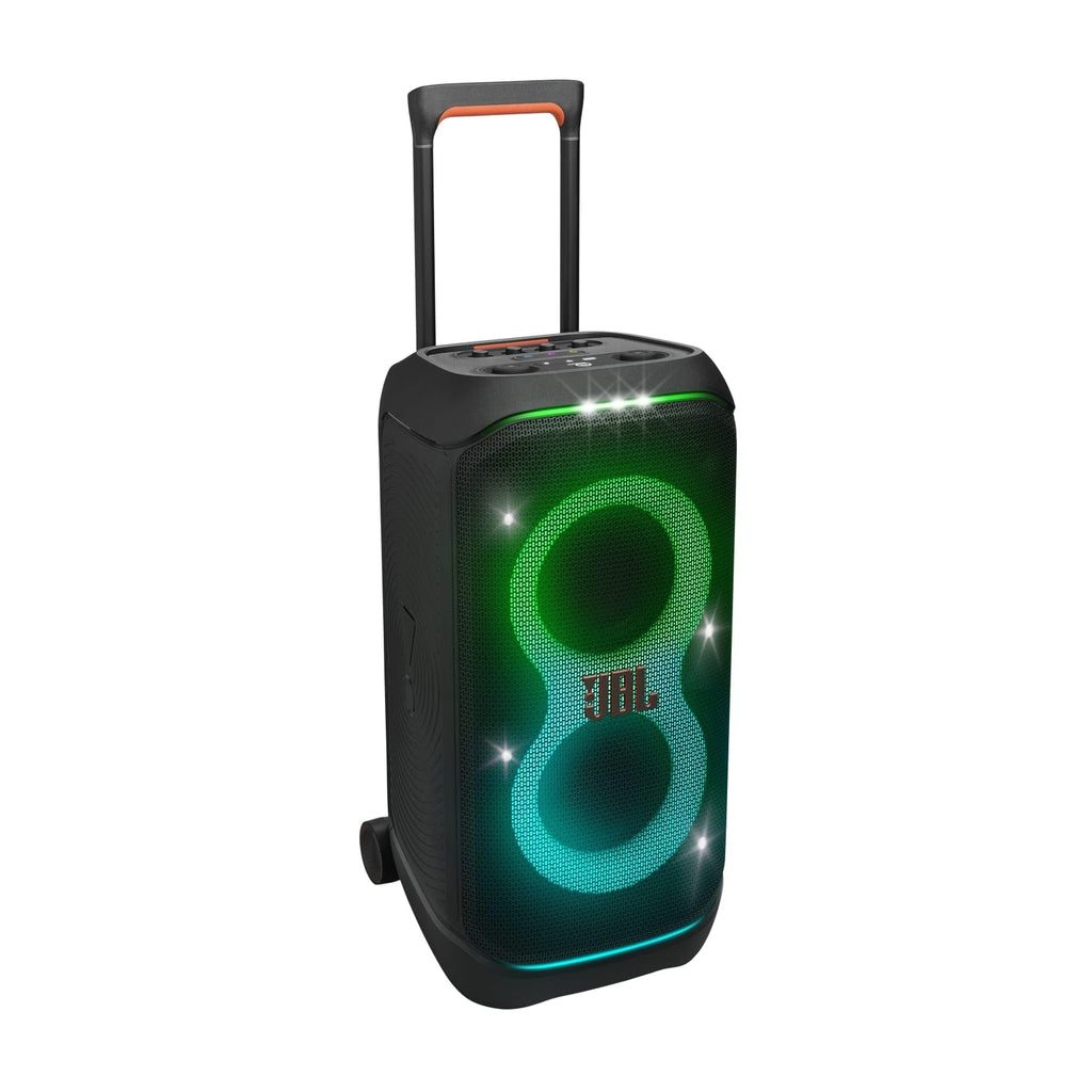 Enceinte portable Partybox Stage 320 avec son JBL Pro éclairage LED roulettes poignée télescopique et autonomie 18 h