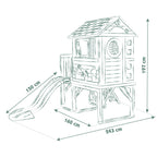 Maison de jeu enfant sur pilotis avec plateforme 70 cm échelle et toboggan matériau recyclé dès 2 ans modèle 7600810802