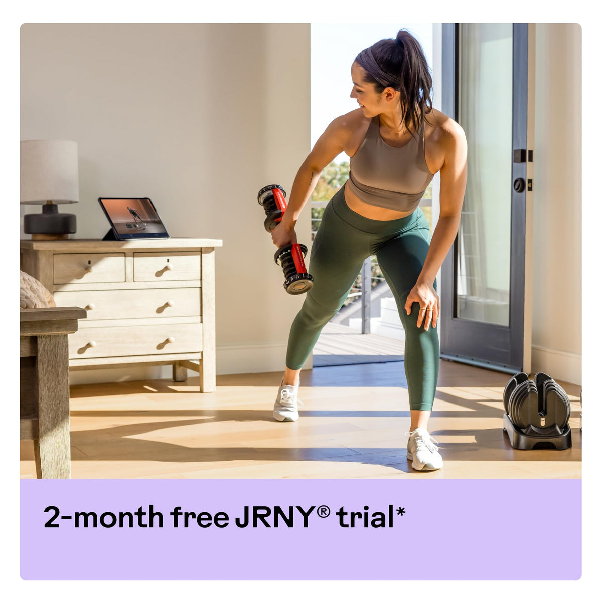 Verstellbare Hantel mit 15 Gewichtsstufen von 2 bis 24 kg, SelectTech Drehgriff-System und Ablageschale für Krafttraining zuhause