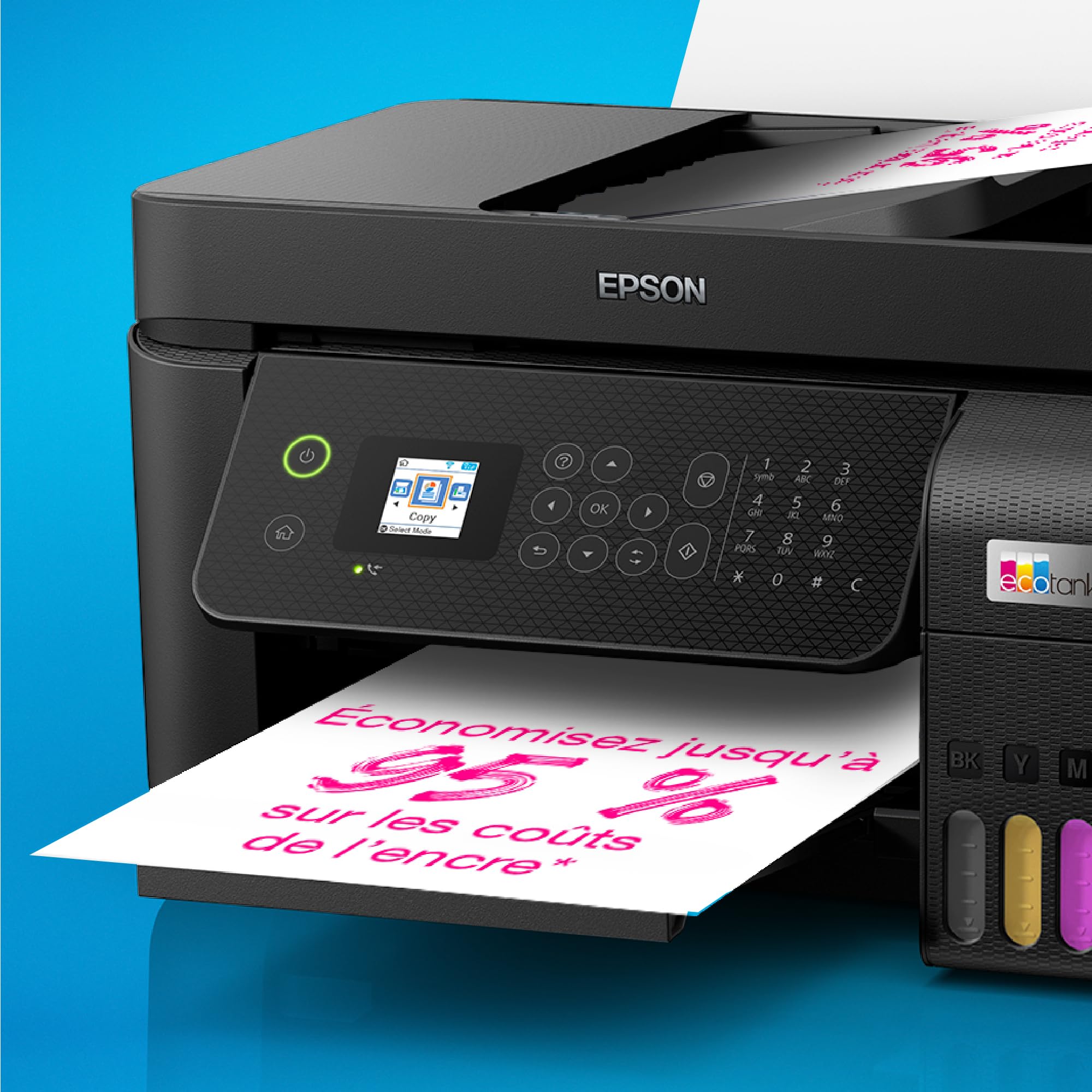 Imprimante multifonction A4 EcoTank ET-4800 Wi-Fi avec réservoirs d'encre chargeur automatique de documents et fonction impression copie scan