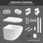 Spülrandloses Wand-WC CD-DT001, 48 cm Hänge-WC aus Keramik mit 360° Tornado-Spülung, Soft-Close UF-Sitz und 3–4,5 L Wasserverbrauch