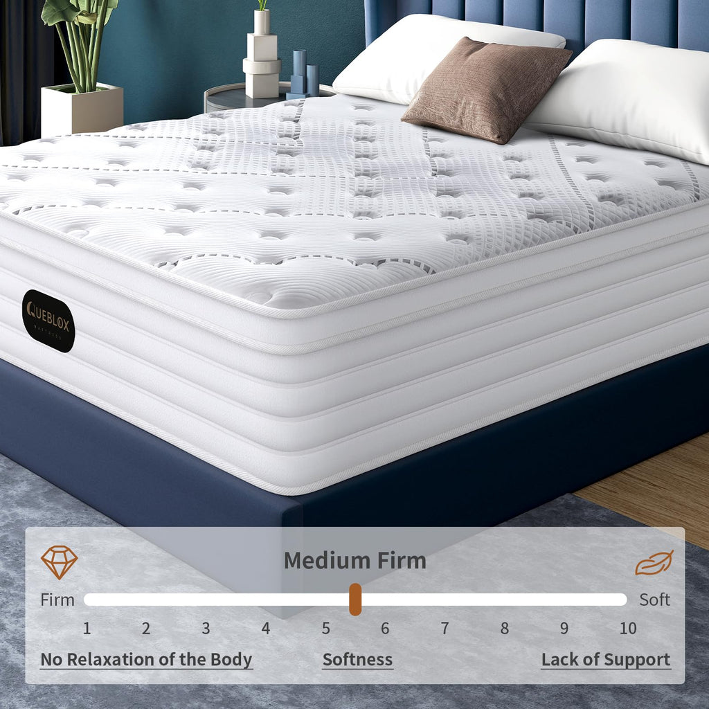 Matelas hybride SLC-618 140x190 cm épaisseur 28 cm 7 zones ressorts ensachés avec mousse mémoire de forme fermeté moyenne