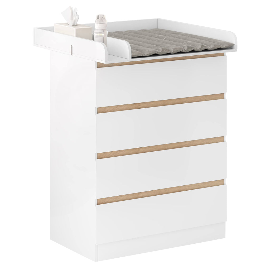 Table à langer bébé avec commode 4 tiroirs en bois d’ingénierie 80x75x109,2 cm avec rangement intégré
