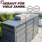 Mülltonnenbox 3er aus Metall für 120 bis 240 L Mülltonnen mit abschließbaren Türen 116 x 196 x 80 cm