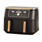 Heißluftfritteuse 9,5 L mit 2 Fächern und 6-in-1-Funktionen Dual Zone Airfryer mit Silikonzange Antihaftbeschichtung