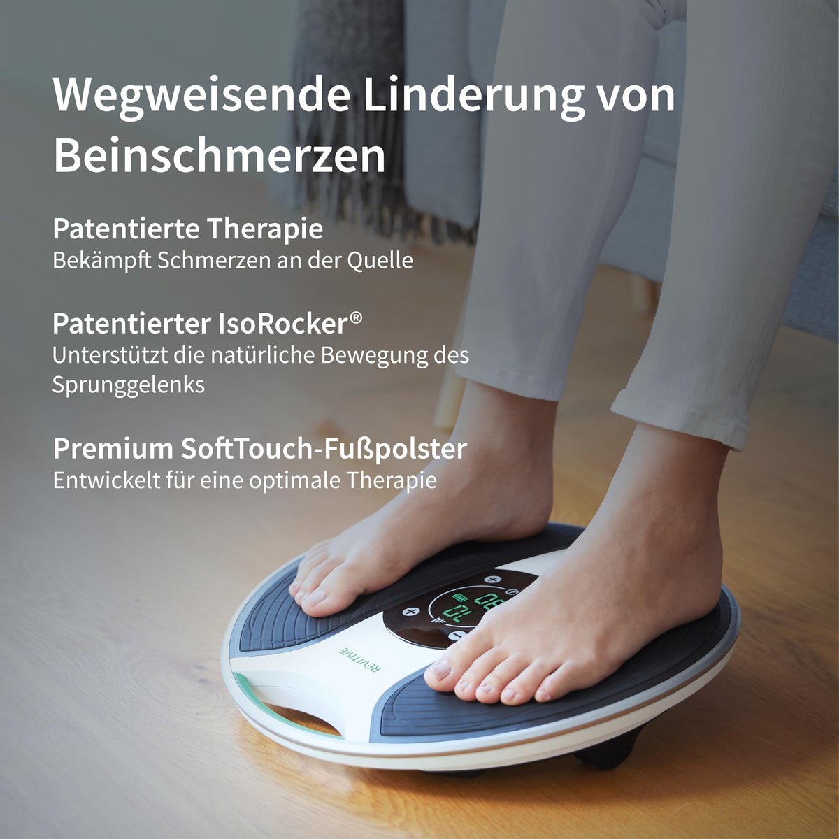 Durchblutungs-Stimulator Medic mit NMES und TENS für Beine Füße Knöchel und Körper kabellos mit Elektroden-Pads