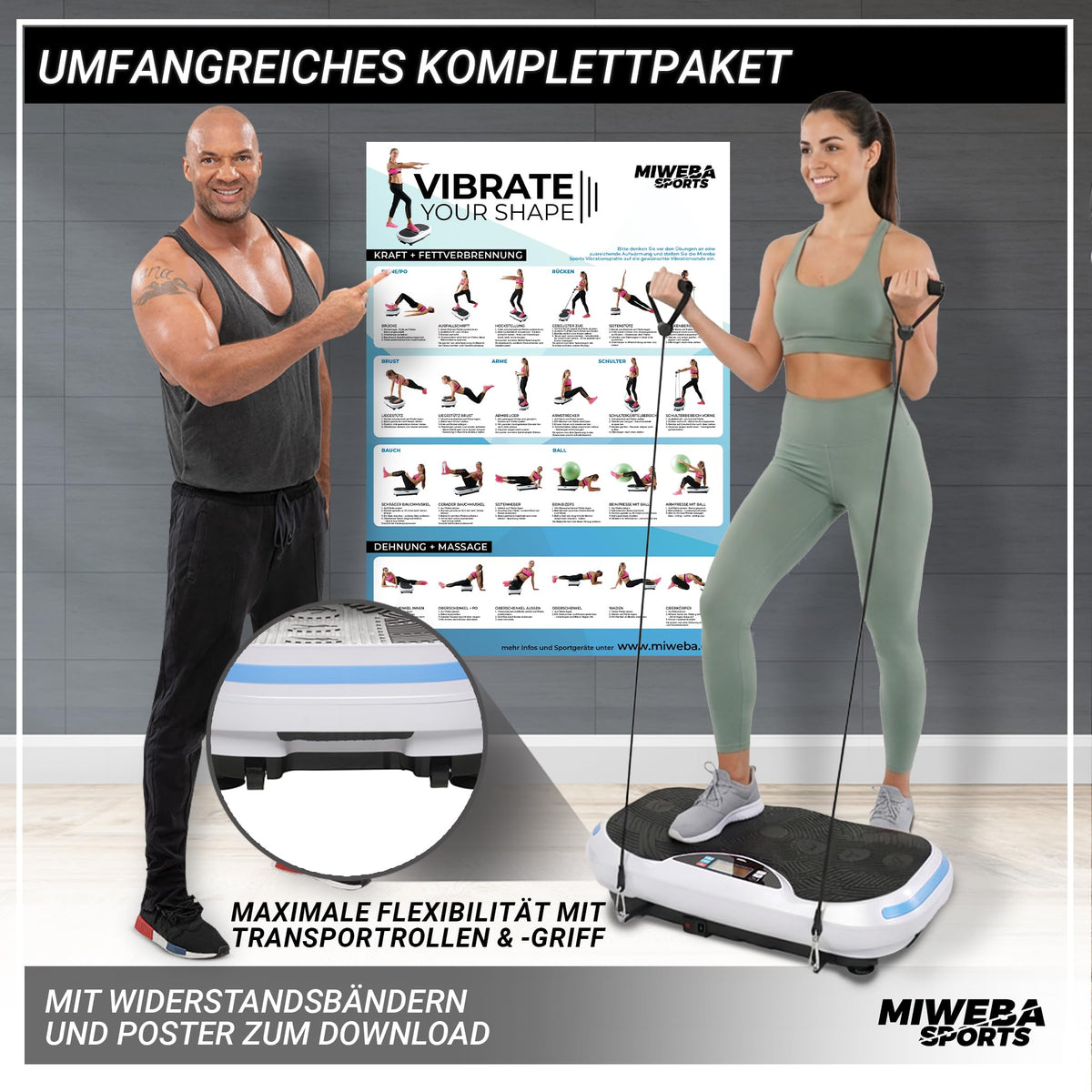 Vibrationsplatte Fitnessgerät mit 800 W, 4D-Vibration und Fernbedienung, 120 kg Tragkraft